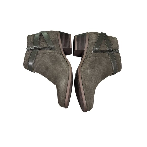 Vionic Womens Farrah Suede Ankle Boots Olive Size 8.5W With Side Zipper & Buckle - Picture 6 of 12